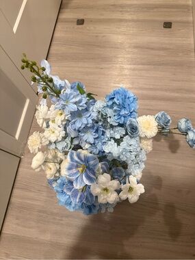 Blue Artificial Floral Arrangement Centerpiece - wedding, baby shower